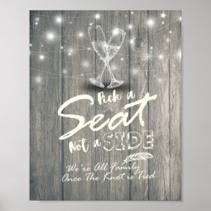 Affiche Verres à Champagne Mariage Choisissez un Siège et