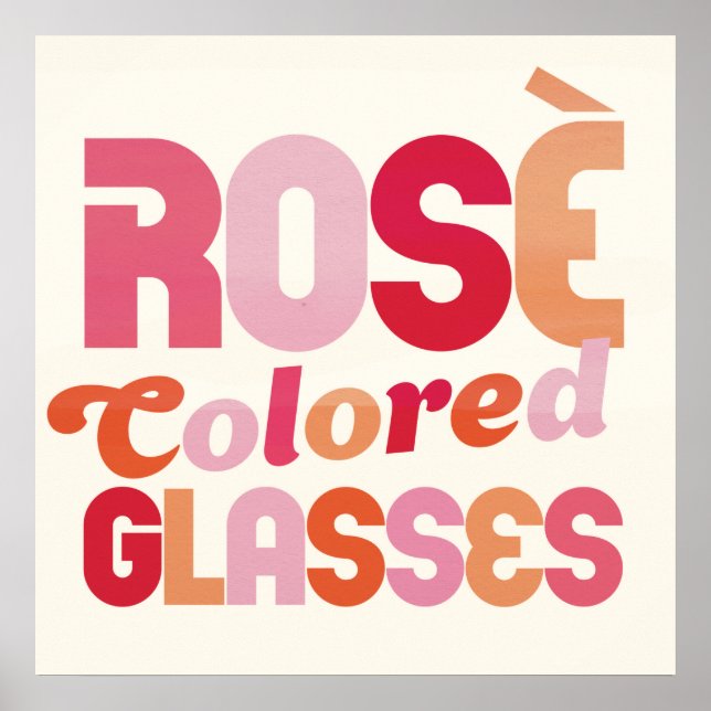 Affiche "Verres Rosés" Typographie Vin Cute Art (Devant)