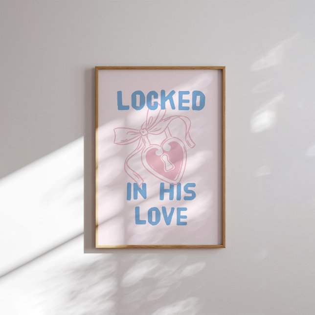 Affiche Verrouillé dans son amour Pink Heart Key Pastel (Créateur téléchargé)