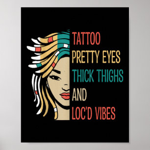 Affiche Verrouiller Tatouages Jolies Yeux Épais Cuisse Ver