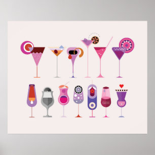 Affiche Verrres à cocktail