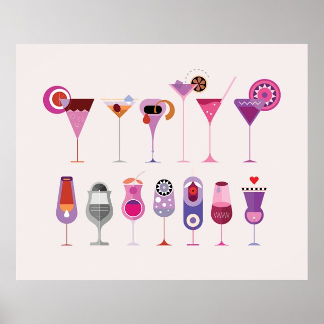 Affiche Verrres à cocktail   (Devant)