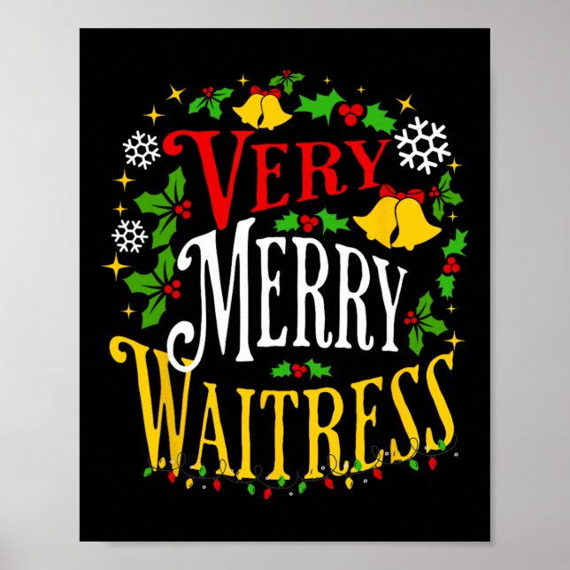 Affiche Verry Merry Witress Christmas Holiday Server Paja (Devant)