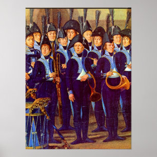 Affiche vers 1800 Musiciens militaires européens