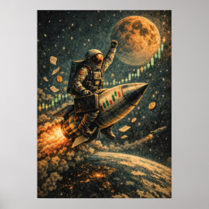 Affiche Vers la Lune - Trading Astronaute, Forex, Crypto