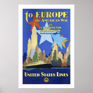 Affiche Vers l'Europe La voie américaine