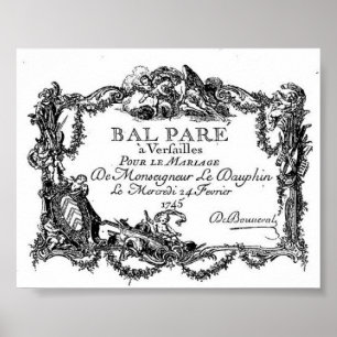 Affiche Versailles - Billet tu mariage d'entrée - 1745