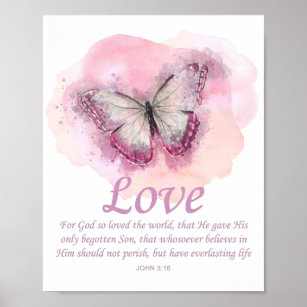Affiche Verse de la Bible du papillon chrétien féminin : A