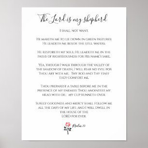 Affiche Verse de la Bible, Le Seigneur est mon Berger, Psa