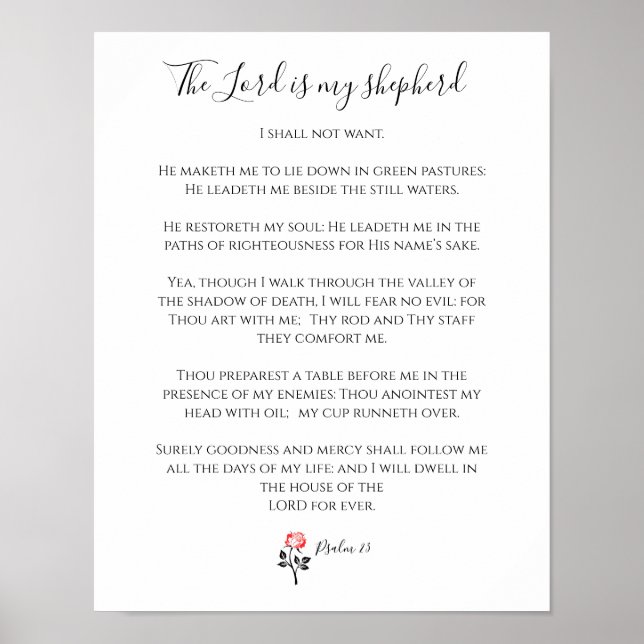 Affiche Verse de la Bible, Le Seigneur est mon Berger, Psa (Devant)