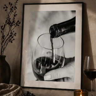 Affiche Versement de vin - Verre élégant et bouteille en g
