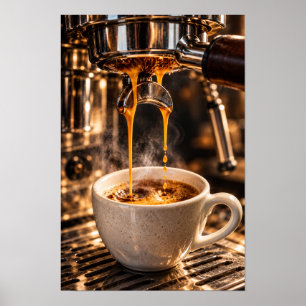 Affiche Versement d'espresso doré – Mur de machine à café