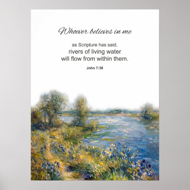 Affiche Verset Bible Jean 7:38 Quiconque Croit En Moi (Devant)