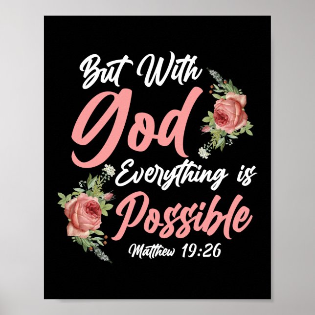 Affiche Verset Bible Mais Avec Dieu Tout Est Possible (Devant)