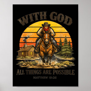 Affiche Verset biblique chrétien cowboy occidental Jésus