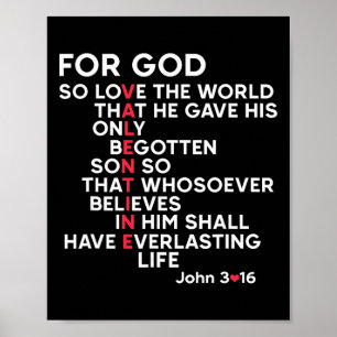 Affiche Verset biblique chrétien pour Dieu Jean 3 16 Jésus