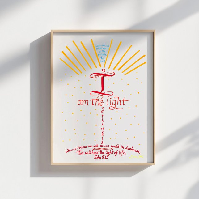 Affiche Verset de la Bible chrétienne Jésus Jean 8 12 (Créateur téléchargé)