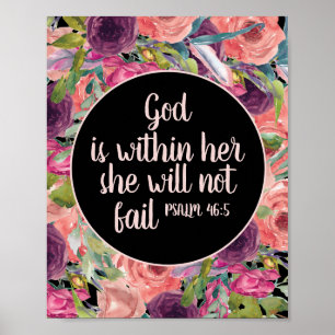 Affiche Verset de la Bible chrétienne Rose Floral Violet N