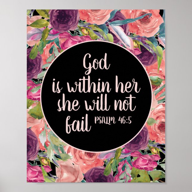Affiche Verset de la Bible chrétienne Rose Floral Violet N (Devant)