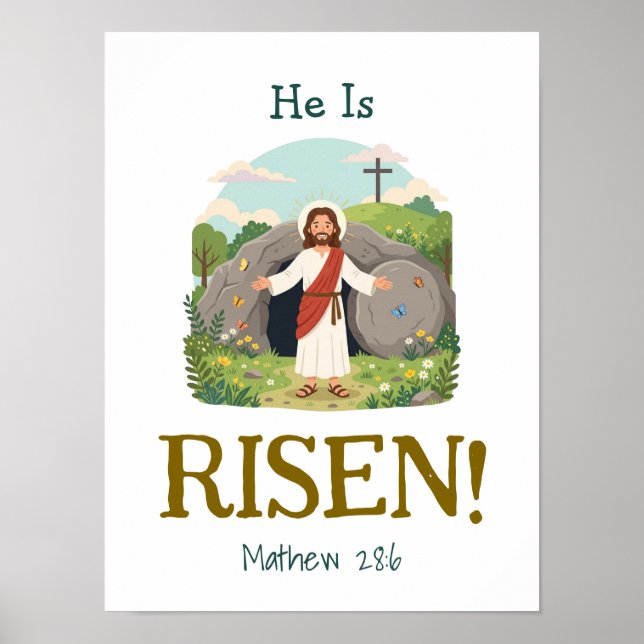 Affiche Verset de la Bible de Pâques pour enfants Écriture (Devant)