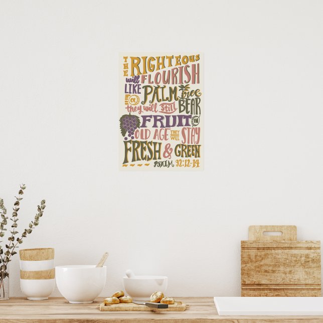 Affiche Verset de la Bible des Psaumes pour les temps de v (Cuisine)