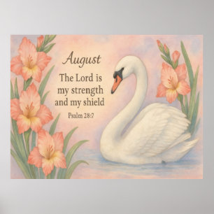 Affiche Verset de la Bible du flamant rose d'août pour un