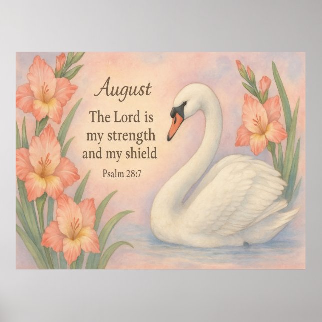 Affiche Verset de la Bible du flamant rose d'août pour un  (Devant)