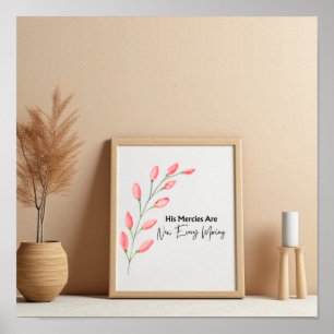Affiche Verset De La Bible Florale Rose Basé Sur Les Lamen
