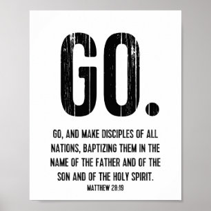 Affiche Verset Écriture, Matthieu 28:19, Go
