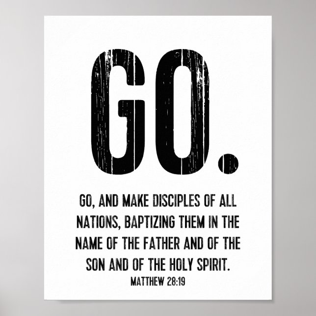 Affiche Verset Écriture, Matthieu 28:19, Go (Devant)