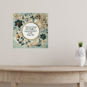 Affiche Versets bibliques sur cadre vert et marron