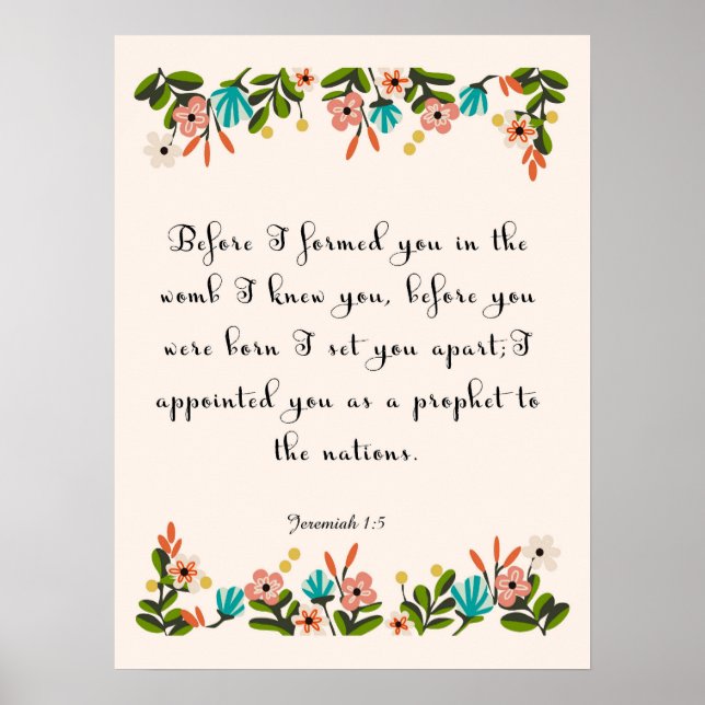 Affiche Versets de la Bible Art - Jérémie 1:5 (Devant)