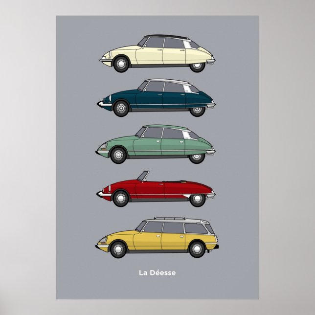 Affiche Version couleur de la collection Citroen DS (Devant)