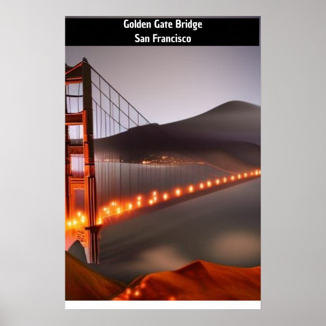 Affiche Version Dreamlike du Golden Gate Bridge, San Fran (Devant)