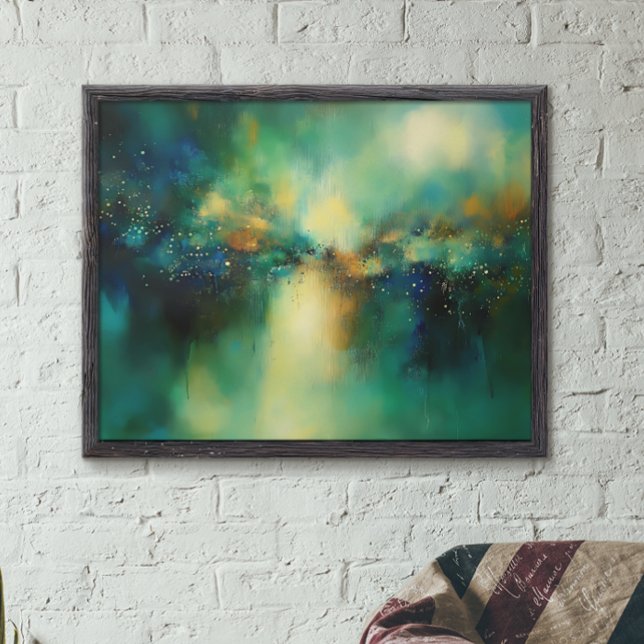 Affiche Vert Abstrait et blues Peinture moderne (Créateur téléchargé)