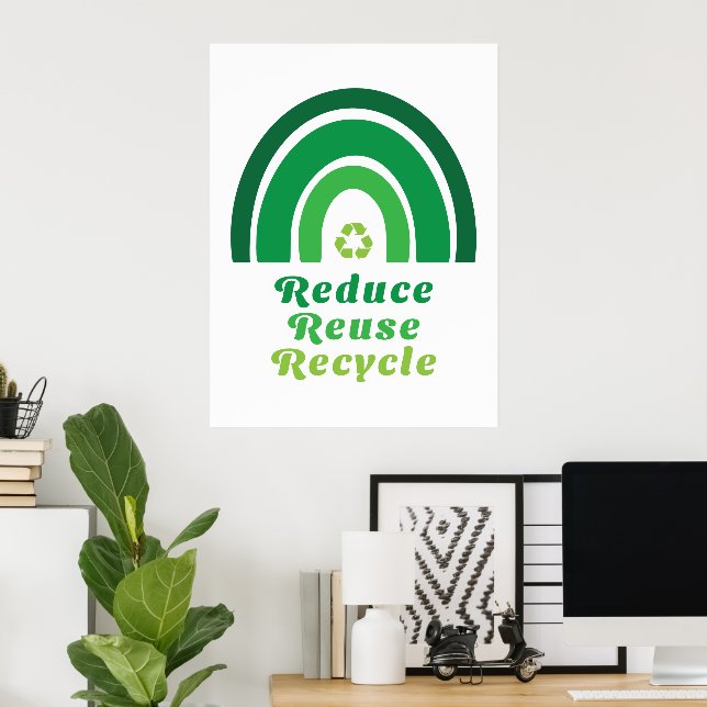 Affiche Vert arc-en-ciel De l'environnement réduire la réu (Bureau à domicile)
