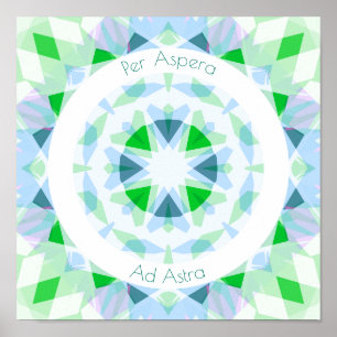 Affiche Vert Bleu Par Aspera Ad Astra Stars Motivationnel