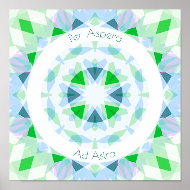 Affiche Vert Bleu Par Aspera Ad Astra Stars Motivationnel (Devant)