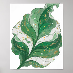 Affiche Vert Classique FEUILLE VERTE AVEC ÉTOILES ET PAILL