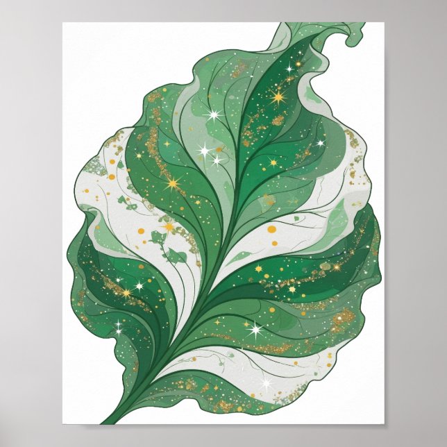 Affiche Vert Classique FEUILLE VERTE AVEC ÉTOILES ET PAILL (Devant)
