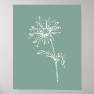 Affiche Vert du dessin minimaliste de la floraison Chamomi