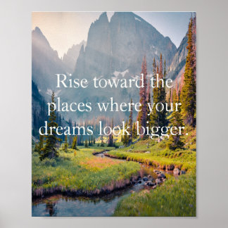 Affiche Vert et Bleu Cachée Alpine Montagne Motivationnel