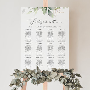 Affiche Vert, Eucalyptus Feuilles, Mariage Seating Chart