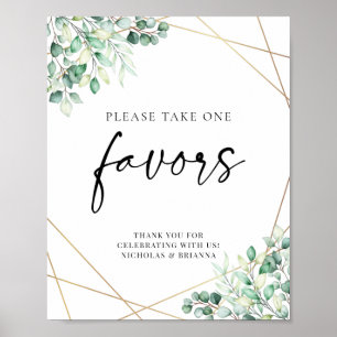 Affiche Vert Eucalyptus Géométrique Mariage Faveurs