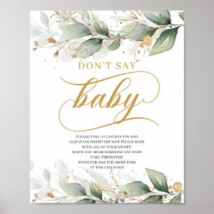 Affiche Vert eucalyptus or ne dit pas bébé signe jeu