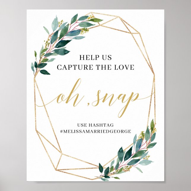 Affiche Vert eucalyptus or oh snap boho signe mariage (Devant)