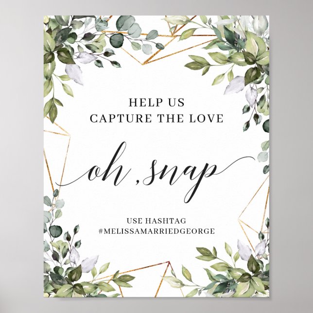 Affiche Vert feuillage eucalyptus feuille boho oh signe d' (Devant)