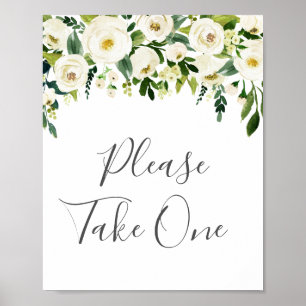 Affiche Vert Fleur Blanche S'Il Vous Plaît Prendre Un Sign