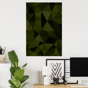Affiche Vert foncé de l'armée noir motif de maille géométr