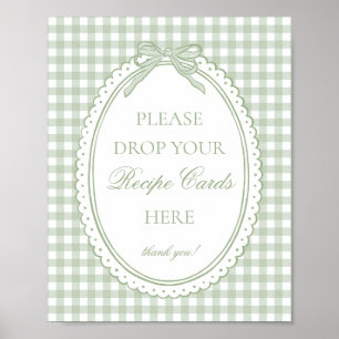 Affiche Vert Gingham Coquette Bow Partagez une Recette